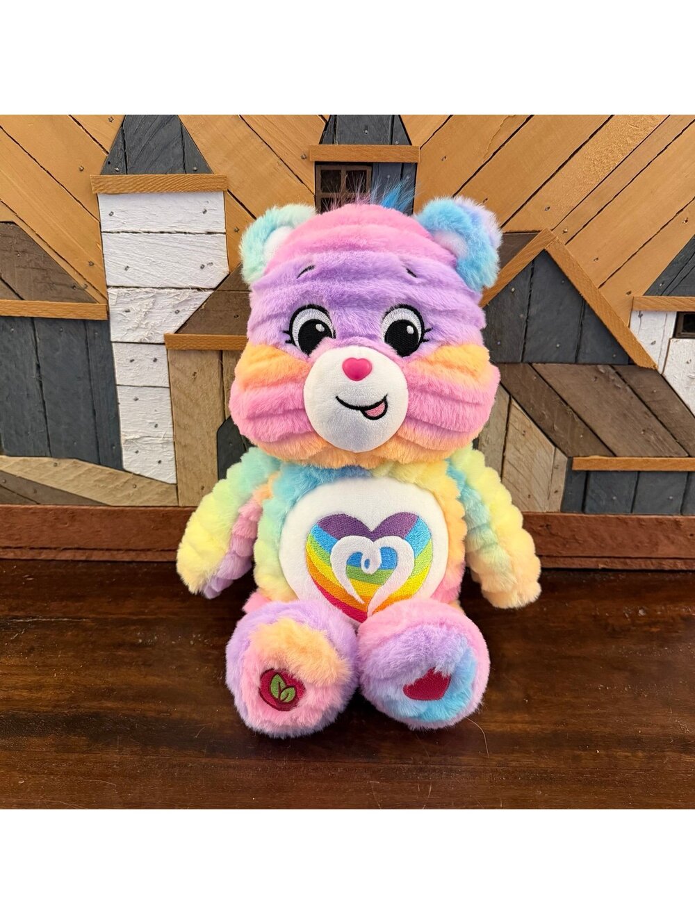 2024 Care Bears Color Splash Togetherness Bear 14" Ribbed Fur Rainbow Plush